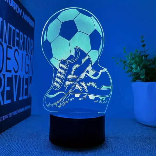 Lampada 3D a Forma di Pallone da Calcio – Luce Notturna - immagine 4