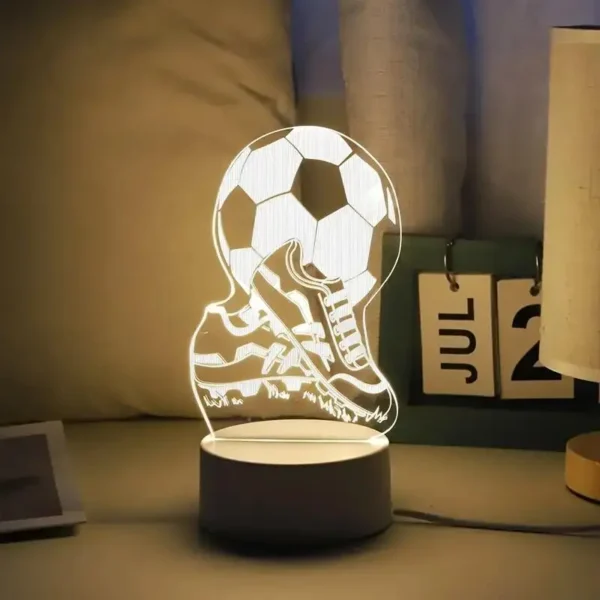 Lampada 3D a Forma di Pallone da Calcio – Luce Notturna - immagine 5
