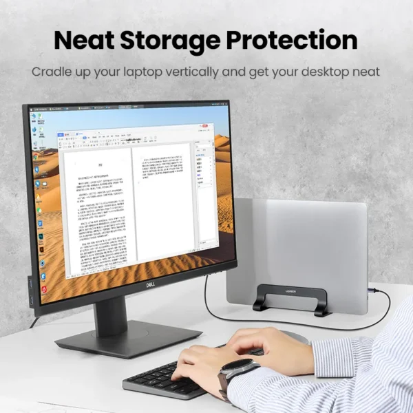 UGREEN Supporto Verticale per Laptop in Alluminio – Dock Regolabile per MacBook Air, MacBook Pro, Tablet, iPad e Smartphone – Design Salvaspazio, Compatibile fino a 17,3” - immagine 2