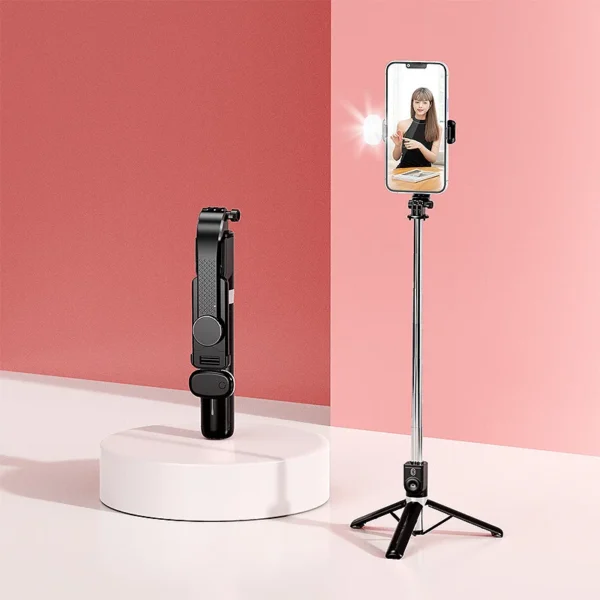 Selfie Stick Estendibile 1M Bluetooth con Luce di Riempimento e Treppiede per TikTok Live – Supporto da Scrivania per Smartphone e Video - immagine 13