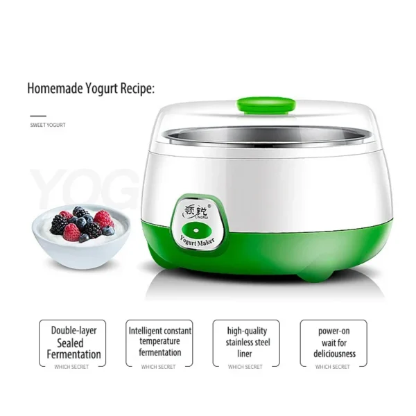 1L Electric Mini Yogurt Maker – Macchina Multifunzionale per Yogurt e Natto, Automatico, Maker di Riso e Vino, DIY Fermentazione, 220V – Macchina per Casa - immagine 4