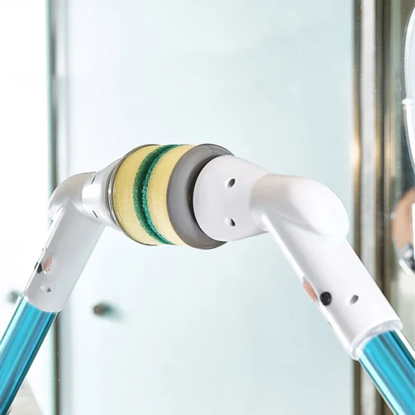 Spazzola Elettrica Rotativa Senza Fili, Spazzola per Pulizia Doccia e Pavimenti Bagno, Velocità Regolabile, Manico Estensibile, Spazzola per Piastrelle e Superfici - immagine 5