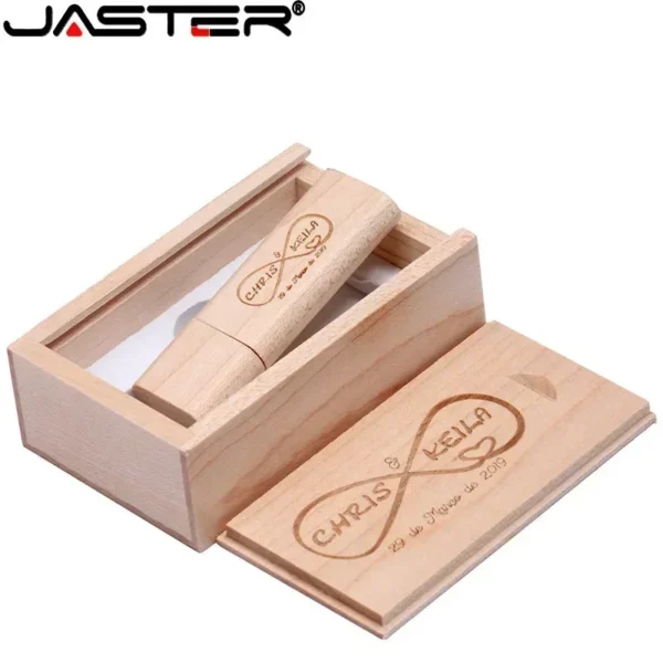 JASTER USB 2.0 in Legno di Bambù con Scatola – Chiavetta USB 16GB 32GB 64GB Personalizzabile con Logo – Regalo Matrimonio, Fotografia, Aziende - immagine 5