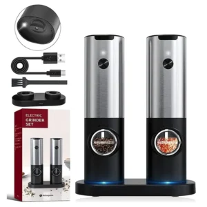 Macina Sale e Pepe Elettrico USB Ricaricabile – Grinder con Grana Regolabile, Macina Spezie Fresche per Cucina, Tavola o Regalo