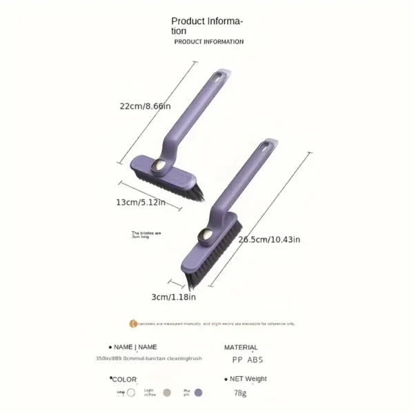 Brush Rotante per Fessure del Bagno – Spazzola Multifunzione per Pulizia Fughe Pavimenti e Piastrelle, Setole Resistenti, Accessori per Pulizia Angoli e Fessure - immagine 6