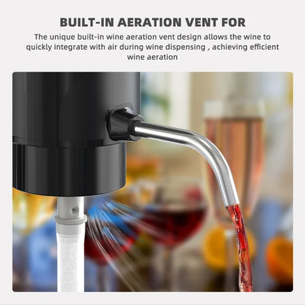 Areatore di Vino Automatico Elettrico – Decanter Ricaricabile con Erogazione One-Touch, Set Regalo per Amanti del Vino e Accessori Bar - immagine 4