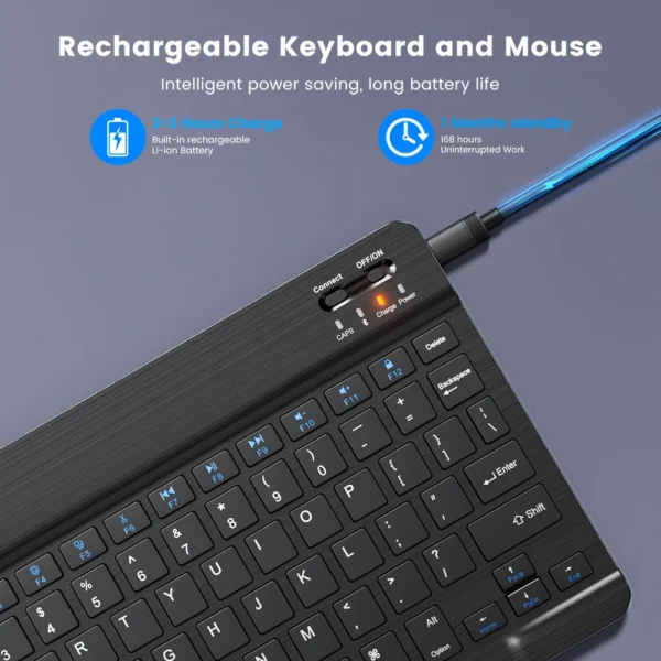 Tastiera Wireless Bluetooth 78 Tasti – Mini Tastiera Compatibile con Android, iOS, Windows, per PC, iPad, Tablet, Smart TV - immagine 4