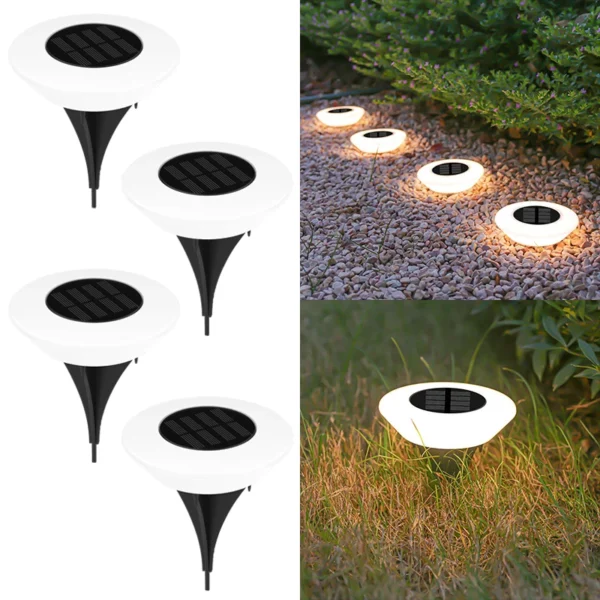 Set da 1 o 4 Faretti Solari da Esterno – 14 LED Impermeabili, Illuminazione a 360° per Giardini, Vialetti, Cortili e Campeggio - immagine 10