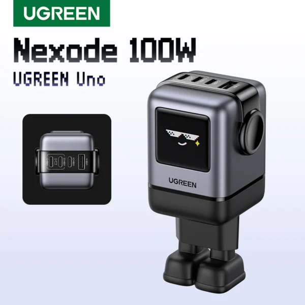 UGREEN Uno Caricatore GaN 100W con Design Robot – Ricarica Rapida PD 3.0, QC 4.0/3.0, PPS – Compatibile con iPhone 16/15/14 Pro, MacBook Air, Laptop, Tablet