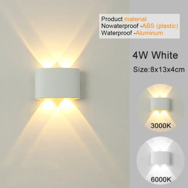 Lampada/Applique LED Moderna da Parete – Luce Bianco Caldo su e giù, per Interni ed Esterni - immagine 10