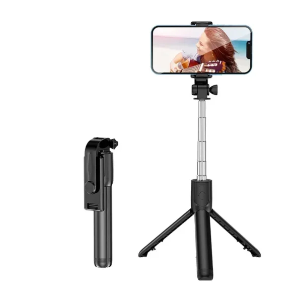 Bluetooth Remote Extendable Phone Tripod - Wireless Selfie Stick Tripod Stand per iPhone 15, Samsung, TikTok Live Streaming, Supporto Regolabile con Telecomando Bluetooth - immagine 7
