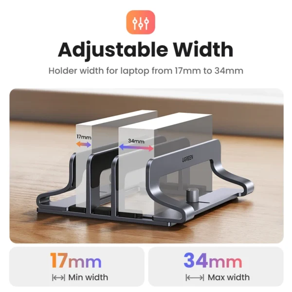 UGREEN Supporto Verticale per Laptop con 3 Slot – Supporto in Alluminio per MacBook Air, MacBook Pro, Tablet, iPad e Smartphone – Design Salvaspazio, Compatibile fino a 17,3” - immagine 3
