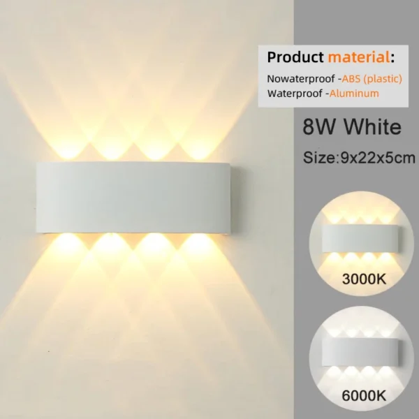 Lampada/Applique LED Moderna da Parete – Luce Bianco Caldo su e giù, per Interni ed Esterni - immagine 3