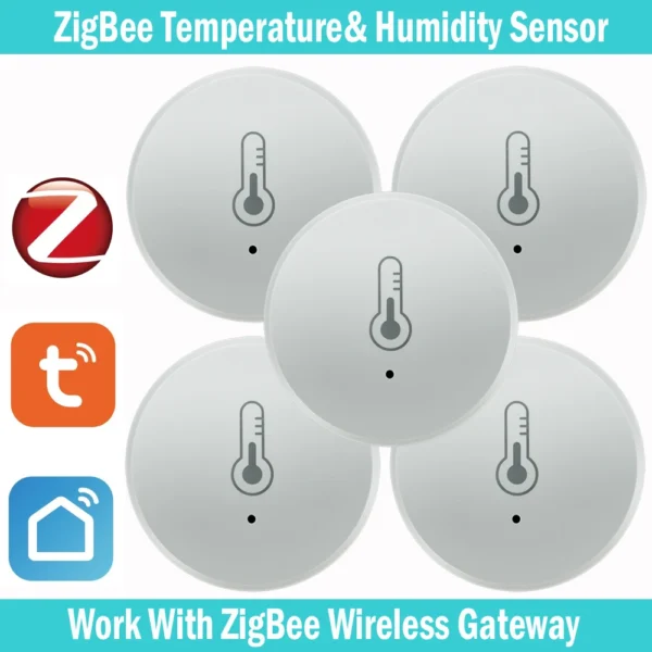 Sensore di Temperatura e Umidità Tuya Zigbee – Termoigrometro Smart con Controllo Vocale, Monitoraggio in Tempo Reale, Compatibile con Alexa e Google Home