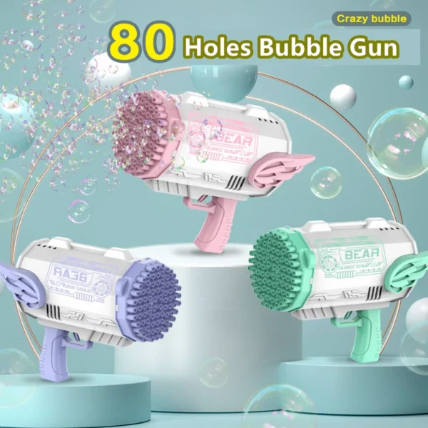 Pistola Elettrica a Bolle di Sapone con 76/80/88 Fori e LED - immagine 5
