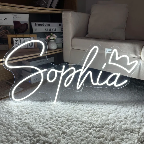 Insegna al Neon Personalizzata con Nome – LED Decorativo da Parete per Camera, Matrimonio, Compleanno – Luce Notturna da Appendere – Custom Neon Sign - immagine 2