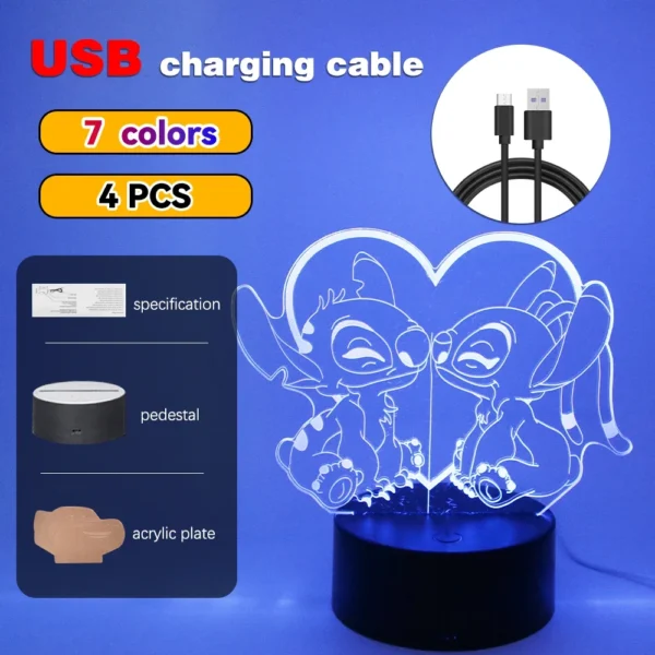 Lampada 3D Stitch Illusione Ottica – Luce Notturna LED con Controllo Remoto e Touch – Lampada da Letto per Bambini, Decorazione Camere e Regalo di Natale - immagine 14