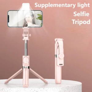 Selfie Stick Estendibile 1M Bluetooth con Luce di Riempimento e Treppiede per TikTok Live – Supporto da Scrivania per Smartphone e Video