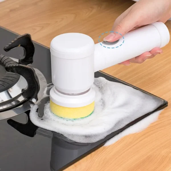 Spazzola Elettrica Multifunzionale Senza Fili per Pulizia Cucina e Bagno - Spazzola Manuale Potente per Piatti, Pentole e Padelle, Spazzola Elettrica per Superfici Dure - immagine 4