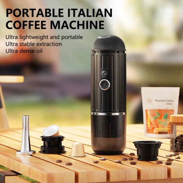 Macchina da Caffè Mini 2-in-1 ICafilas ME2218 – Macinacaffè e Capsule, Automatica con Riscaldamento, Portatile per Sport e Viaggi, Perfetta per Outdoor e Tour
