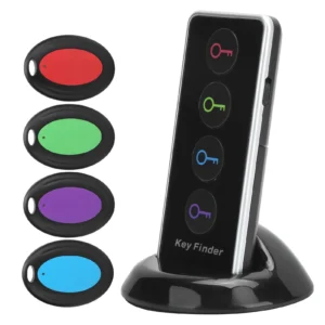 4-in-1 Localizzatore Chiavi Wireless – Dispositivo Anti-Smarrimento con Allarme 80dB, 30m di Portata, Ricerca Rapida con Pulsante, 4 Colori Inclusi