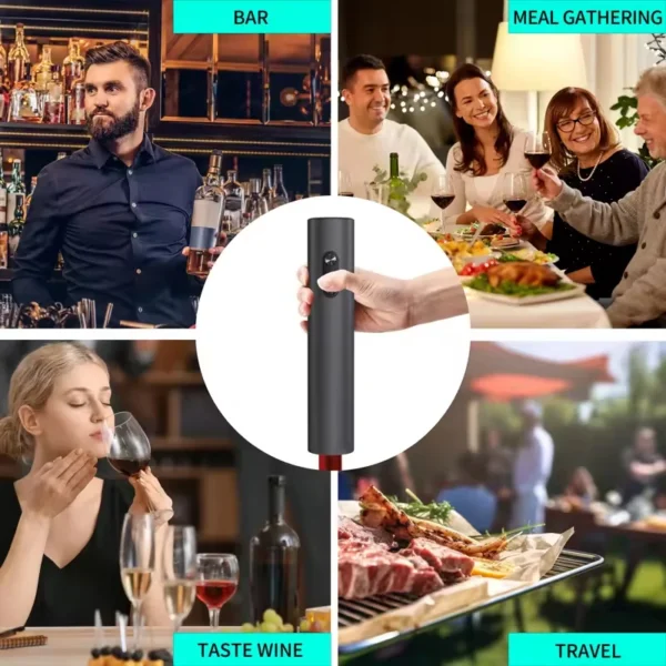 Apribottiglie Elettrico per Vino – Cavatappi Automatico Ricaricabile per Vino Rosso, Accessorio da Cucina Elegante e Facile da Usare - immagine 4