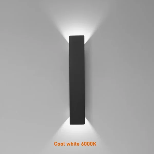 Lampada/Applique da Esterno Impermeabile Moderna – LED Bianco o Nero, Fascio di Luce Su & Giù – IP65 - immagine 4