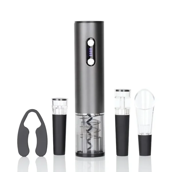 Set Apribottiglie Elettrico Ricaricabile USB – Cavatappi Automatico con Base, per Vino Rosso e Bianco - immagine 3