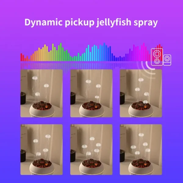 Dynamic Jellyfish Air Humidifier 250ml - Diffusore di Oli Essenziali con Telecomando e 7 Luci Notturne Colorate - Umidificatore per Camera da Letto - immagine 3