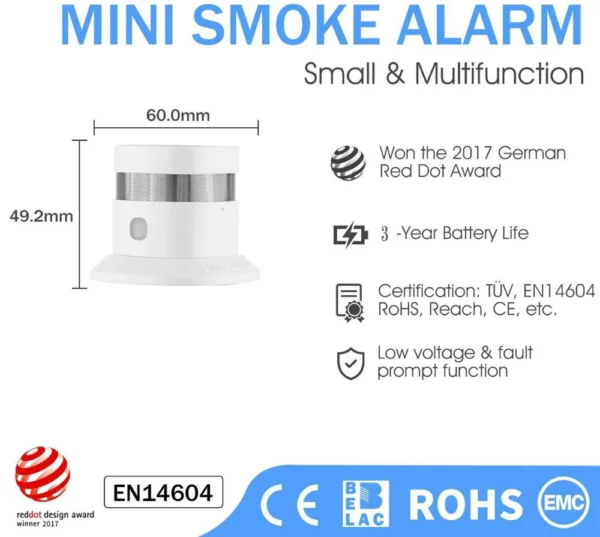 Rilevatore di Fumo HEIMAN Zigbee – Sensore Antincendio Smart per Sistema Domotico, Alta Sensibilità, Connessione 2.4GHz, Sicurezza Intelligente per Casa e Ufficio - immagine 3