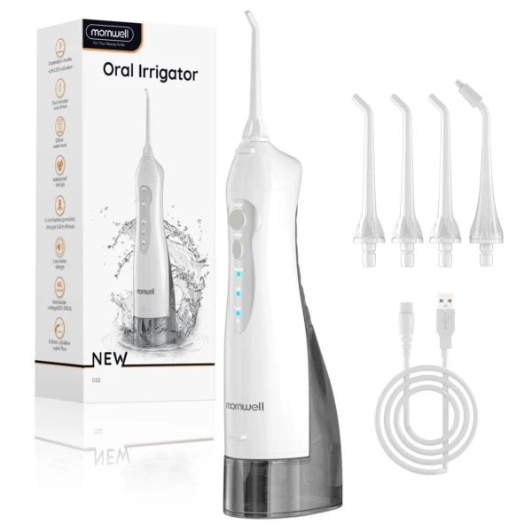 New Oral Irrigator D52/F29 - Irrigatore Orale Portatile USB Ricaricabile con 4 Ugelli per Pulizia dei Denti - Flossing a Getto d’Acqua per una Pulizia Profonda e Completa - immagine 8