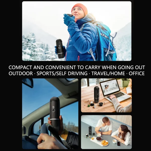 Macchina da Caffè Mini 2-in-1 ICafilas ME2218 – Macinacaffè e Capsule, Automatica con Riscaldamento, Portatile per Sport e Viaggi, Perfetta per Outdoor e Tour - immagine 2