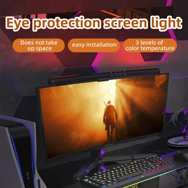Lampada LED USB da Monitor con Dimmerazione Continua – Barra Luminosa a Sospensione per Schermo Curvo - immagine 2