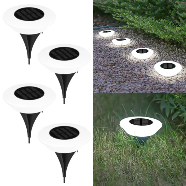 Set da 1 o 4 Faretti Solari da Esterno – 14 LED Impermeabili, Illuminazione a 360° per Giardini, Vialetti, Cortili e Campeggio - immagine 7