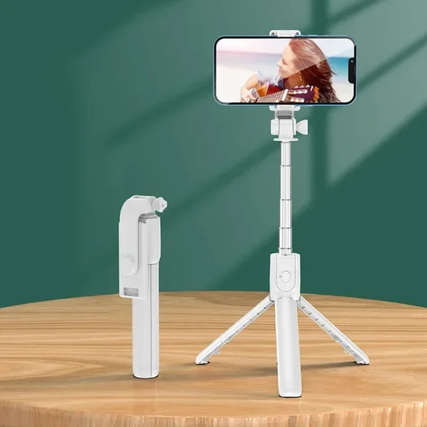 Bluetooth Remote Extendable Phone Tripod - Wireless Selfie Stick Tripod Stand per iPhone 15, Samsung, TikTok Live Streaming, Supporto Regolabile con Telecomando Bluetooth - immagine 8