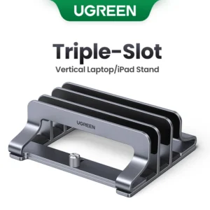 UGREEN Supporto Verticale per Laptop con 3 Slot – Supporto in Alluminio per MacBook Air, MacBook Pro, Tablet, iPad e Smartphone – Design Salvaspazio, Compatibile fino a 17,3”
