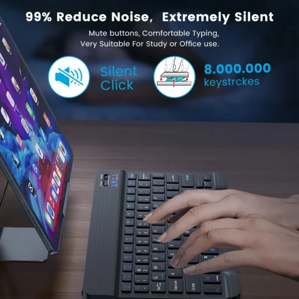Tastiera Wireless Bluetooth 78 Tasti – Mini Tastiera Compatibile con Android, iOS, Windows, per PC, iPad, Tablet, Smart TV - immagine 3