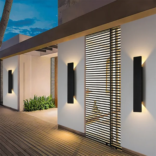 Lampada/Applique da Esterno Impermeabile Moderna – LED Bianco o Nero, Fascio di Luce Su & Giù – IP65 - immagine 2