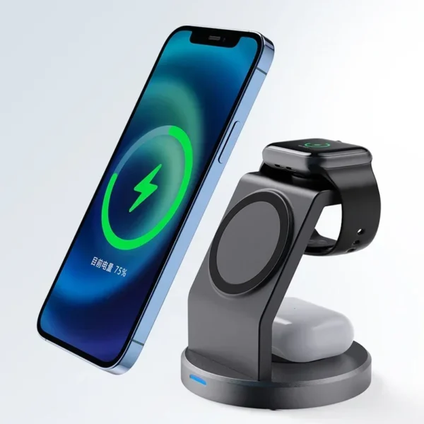 Caricatore Wireless Magnetico 3 in 1 per iPhone 15 14 13 12 Pro Max, Apple Watch, AirPods – Dock di Ricarica Rapida con Supporto MagSafe - immagine 7