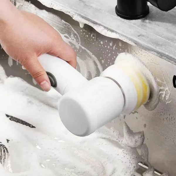 Spazzola Elettrica Multifunzionale Senza Fili per Pulizia Cucina e Bagno - Spazzola Manuale Potente per Piatti, Pentole e Padelle, Spazzola Elettrica per Superfici Dure - immagine 5