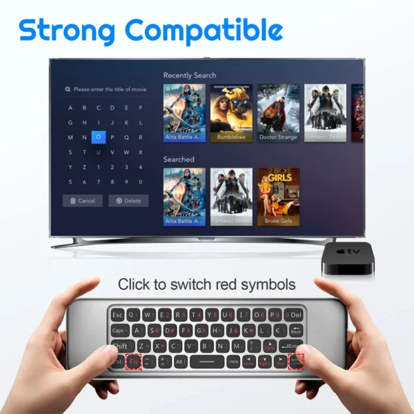 W3 Voice Air Mouse Remote Control 2.4G – Telecomando Vocale Wireless con Tastiera Mini Retroilluminata, Giroscopio a 6 Assi, IR Learning, Compatibile con Android TV Box, PC Windows, Smart TV e Proiettori - immagine 5
