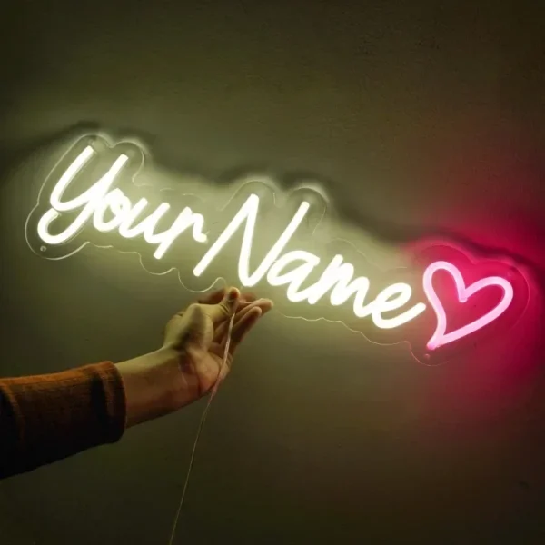 Insegna al Neon Personalizzata con Nome – LED Decorativo da Parete per Camera, Matrimonio, Compleanno – Luce Notturna da Appendere – Custom Neon Sign