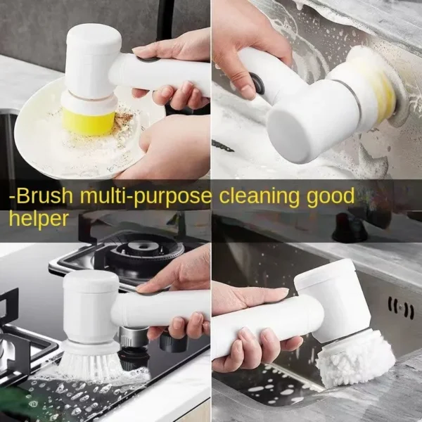 Spazzola Elettrica Multifunzionale Senza Fili per Pulizia Cucina e Bagno - Spazzola Manuale Potente per Piatti, Pentole e Padelle, Spazzola Elettrica per Superfici Dure - immagine 6