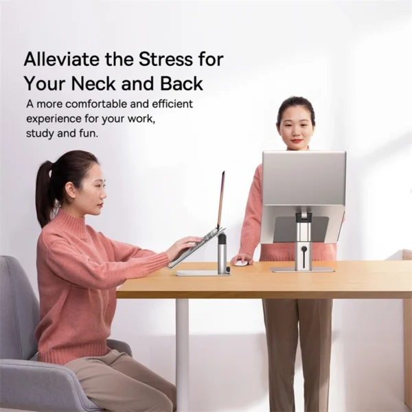 Baseus Supporto Verticale Pieghevole in Alluminio per Laptop – Supporto Regolabile per MacBook Air, MacBook Pro, Tablet, iPad e Smartphone – Design Salvaspazio, Compatibile fino a 17,3” - immagine 3