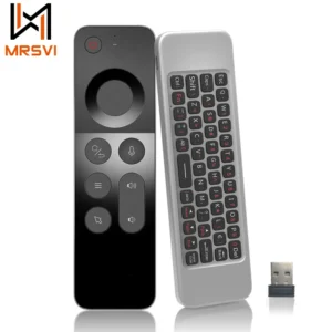 W3 Voice Air Mouse Remote Control 2.4G – Telecomando Vocale Wireless con Tastiera Mini Retroilluminata, Giroscopio a 6 Assi, IR Learning, Compatibile con Android TV Box, PC Windows, Smart TV e Proiettori