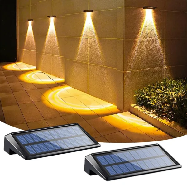Set 2 Luci Solari da Parete – 4 LED Impermeabili per Recinzioni, Muretti, Sentieri e Giardini