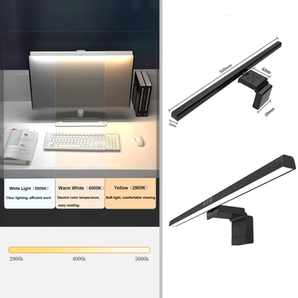 Lampada LED USB da Monitor con Dimmerazione Continua – Barra Luminosa a Sospensione per Schermo Curvo - immagine 7
