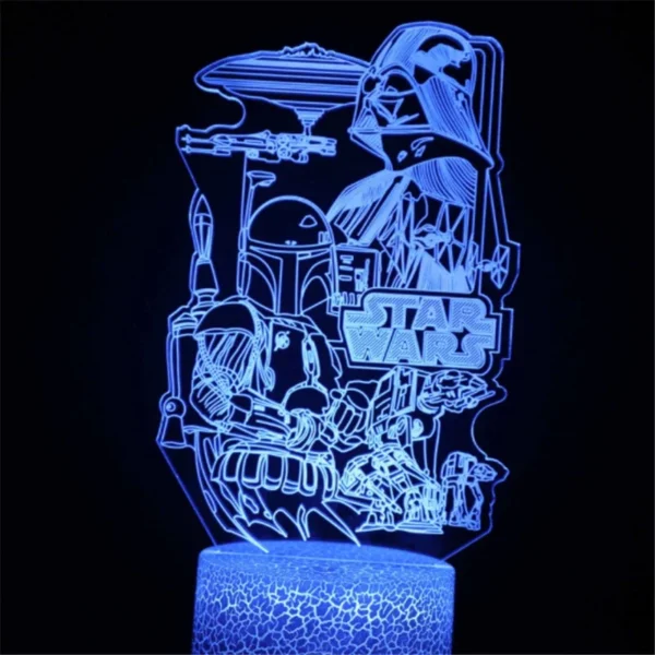 Lampada 3D LED Baby Yoda Anime – Luce Notturna Illusione Ottica Multicolore per Cameretta Bambini, Decorazione da Tavolo, Stile Manga Groot - immagine 10