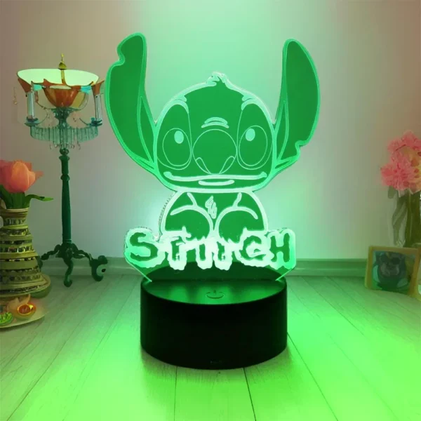 Lampada 3D Stitch Illusione Ottica – Luce Notturna LED con Controllo Remoto e Touch – Lampada da Letto per Bambini, Decorazione Camere e Regalo di Natale - immagine 3