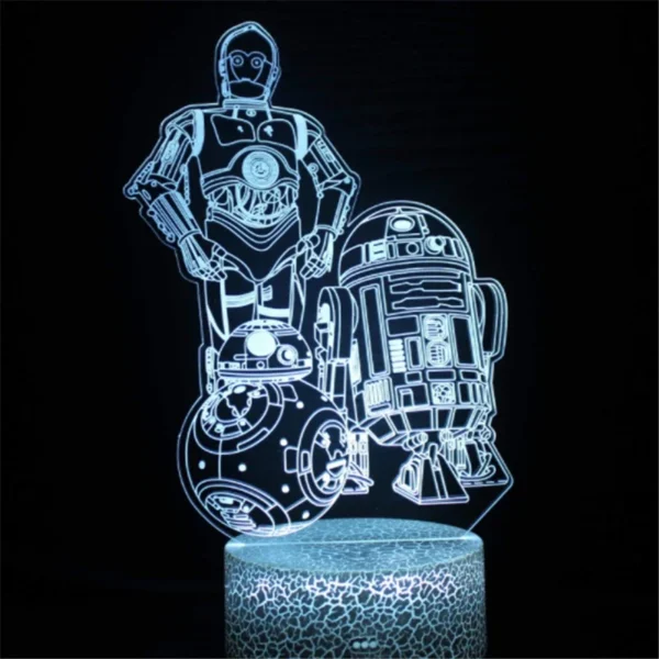Lampada 3D LED Baby Yoda Anime – Luce Notturna Illusione Ottica Multicolore per Cameretta Bambini, Decorazione da Tavolo, Stile Manga Groot - immagine 4